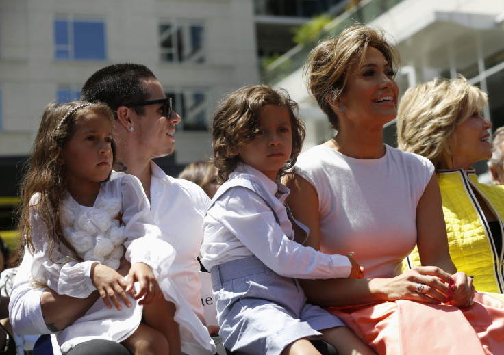 Jennifer Lopez and her children with boyfriend Casper Smart