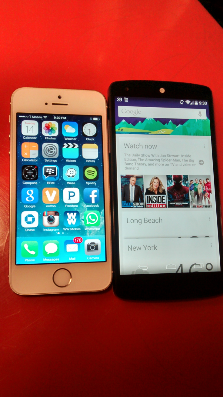 Google Nexus 5 vs Apple iPhone 5S