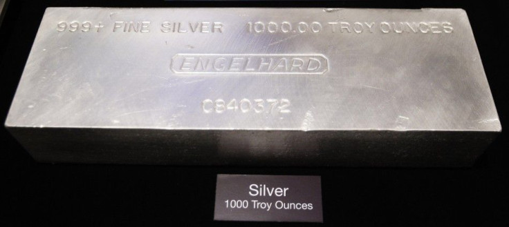 A 999 + Fine Silver 1000 Troy Ounce Engelhard Silver Bar is placed on the floor of the New York Stock Exchange November 9, 2010. 