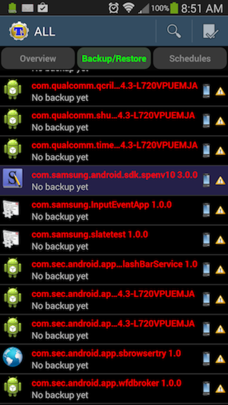 Titanium Backup on Galaxy S4 showing S-Pen code.