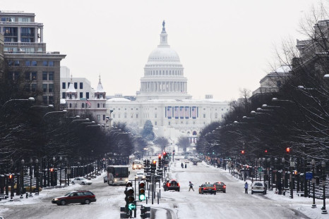 US Capitol winter snow Penn Ave  Shutterstock