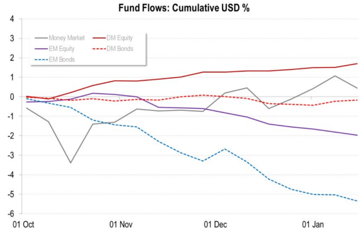 Fund Flows, Cumulative USD %, Citigroup Research Note Jan