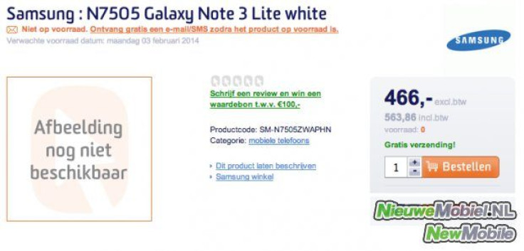 Galaxy Note 3 Neo listing 