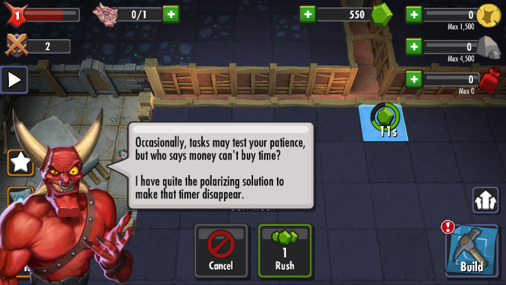 Dungeon Keeper Money Message