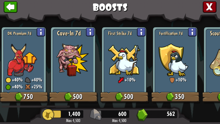 Dungeon Keeper Boosts