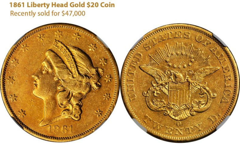 1861 Liberty Head Double Eagle F