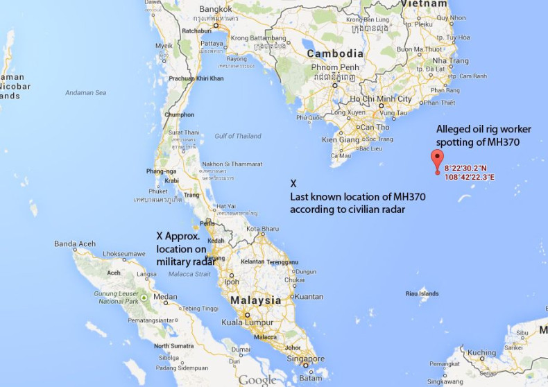 Map of MH370 possible disapperances 