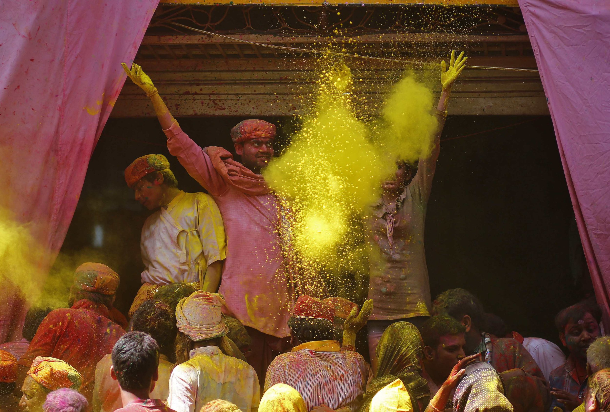 Lathmar holi Colored Powder Yellow Barsana March 9