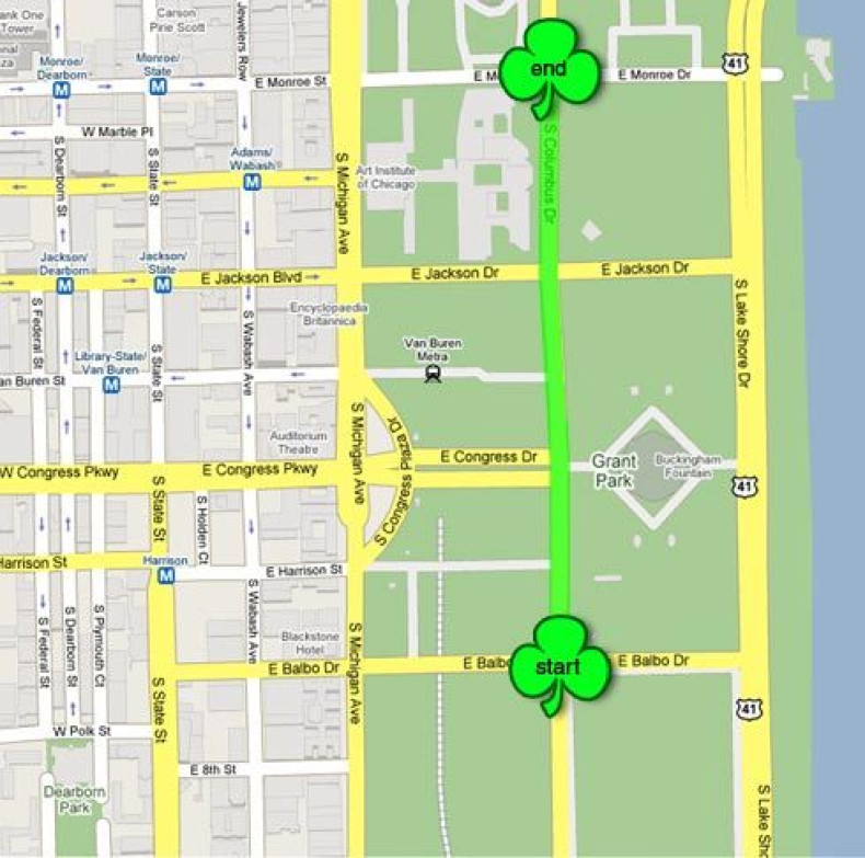 Chicago St. Patrick's Day Parade 2014 Route Map