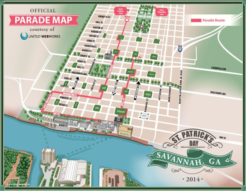 Savannah St. Patrick's Day Parade 2014 Route Map