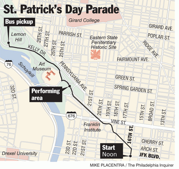 Philadelphia St. Patrick's Day Parade 2014 Route Map