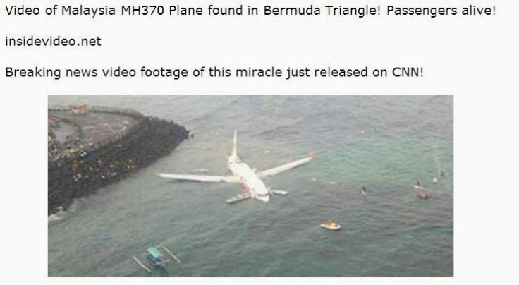 Malaysia Airlines missing plane Facebook scam