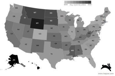 Average Roundtrip Airfares By State