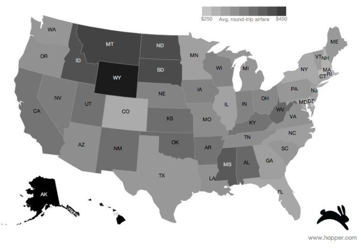 Average Roundtrip Airfares By State