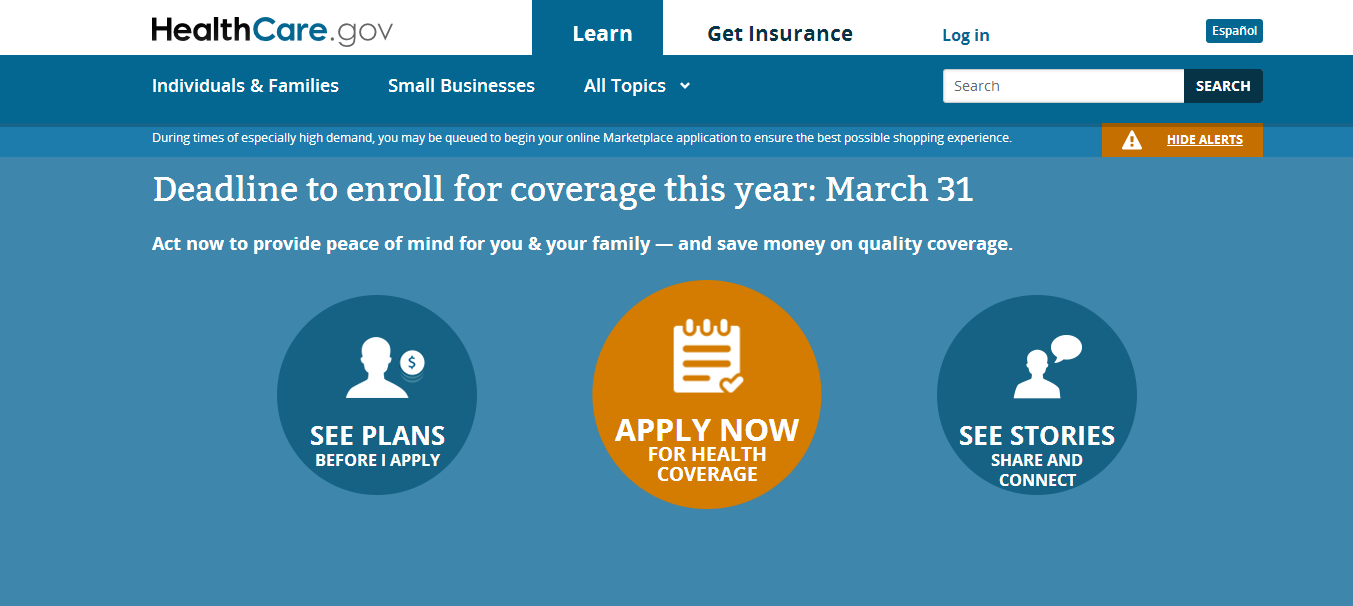 Cover the cost. Healthcare.gov. Enroll.