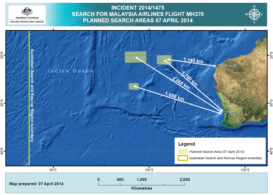 Flight MH370 AMSA-2014-04-07 Search Area