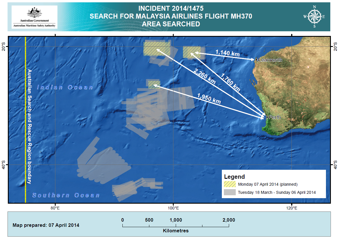 Flight MH370 AMSA-2014-04-07 Search Area 2 