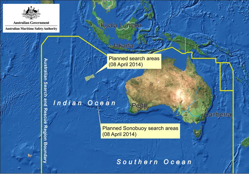 AMSA April 8 Australia Map Search Area