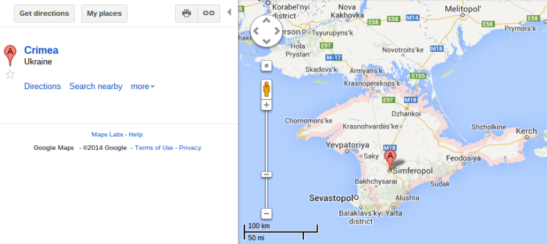 crimea google maps russia ukraine crisis 2014