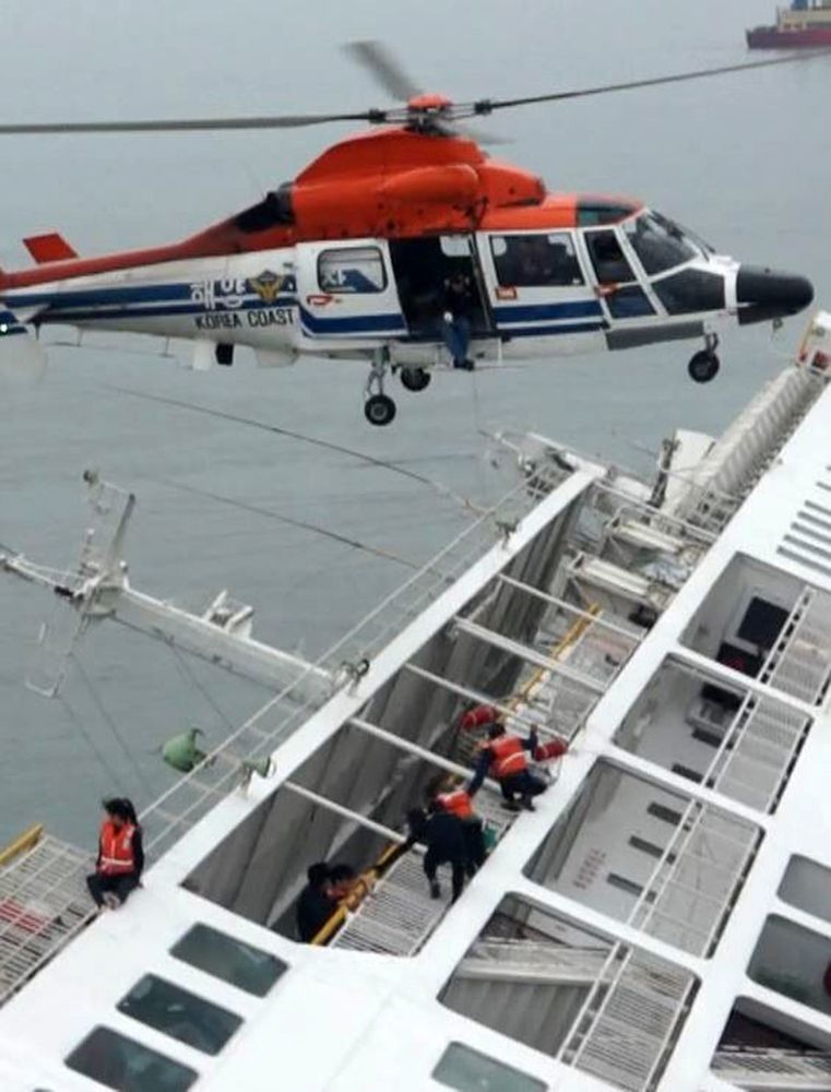 South Korea Ferry - Sewol Helicopter Closeup