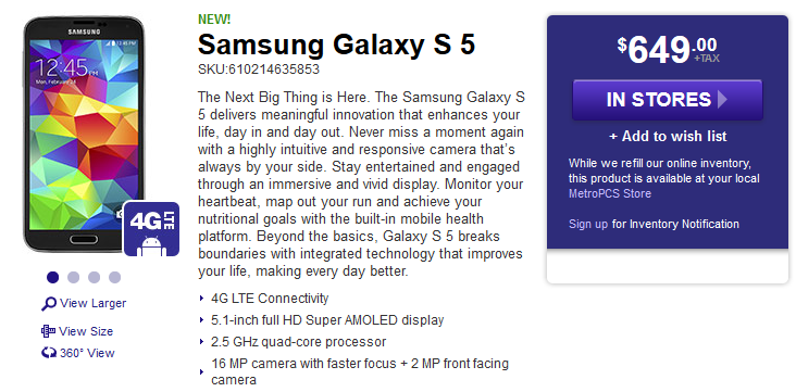 galaxy s5 metro pcs