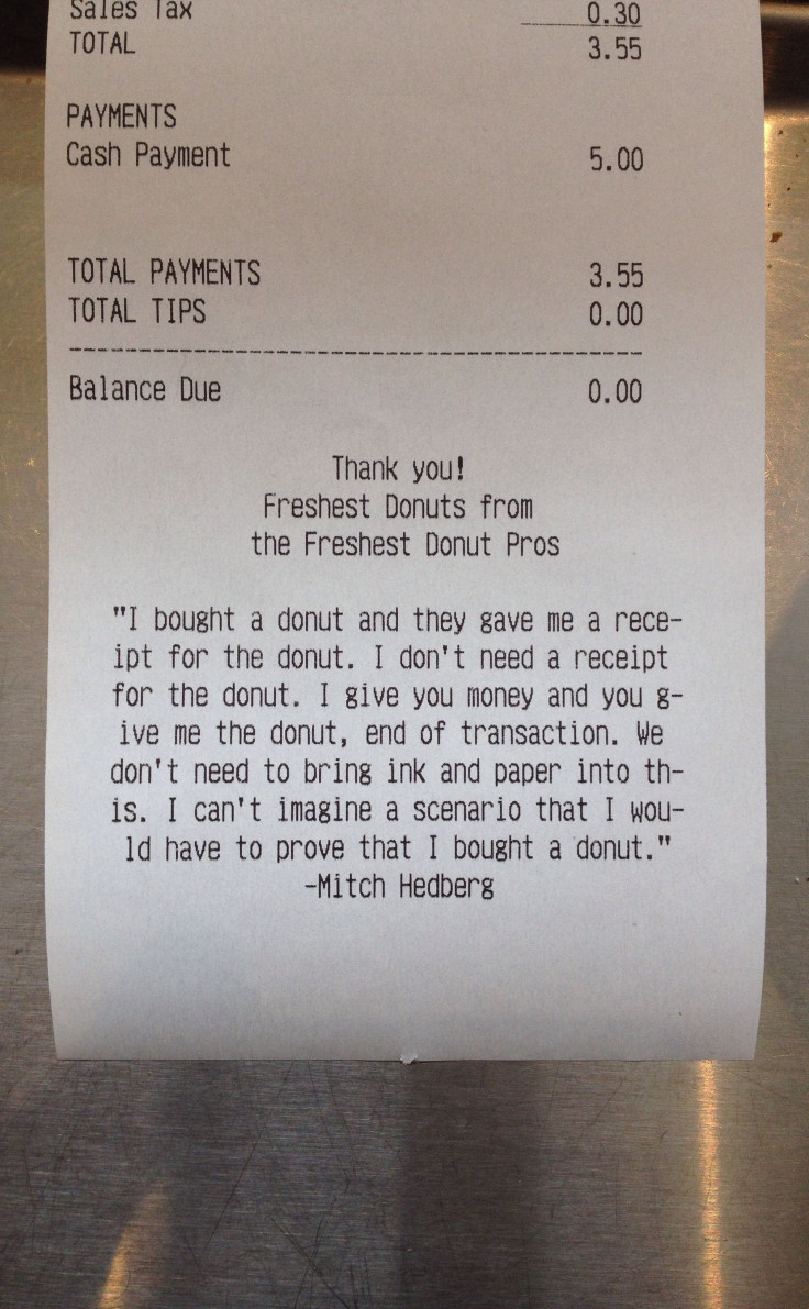 Mitch Hedberg Donut Receipt