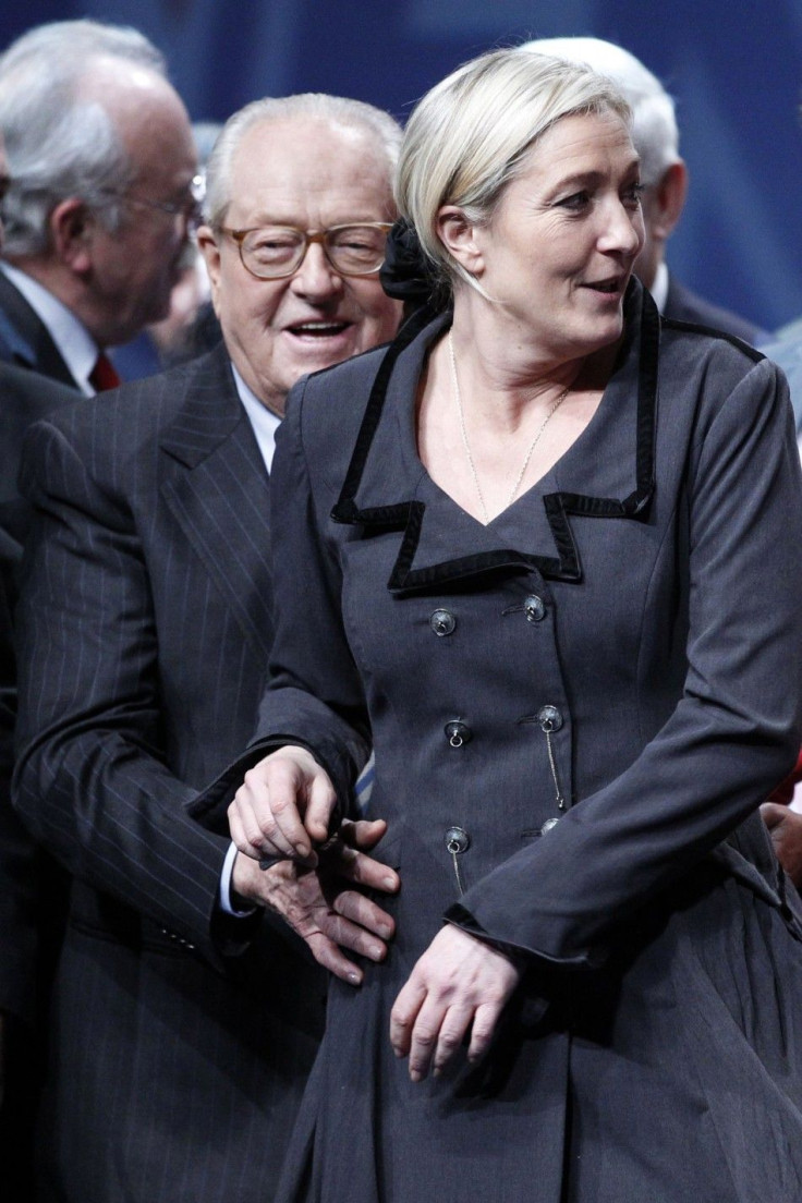 Marine, newly-elected France's far-right National Front political party leader, and Le Pen (L), former party leader, attend the National Front annual congress in Tours