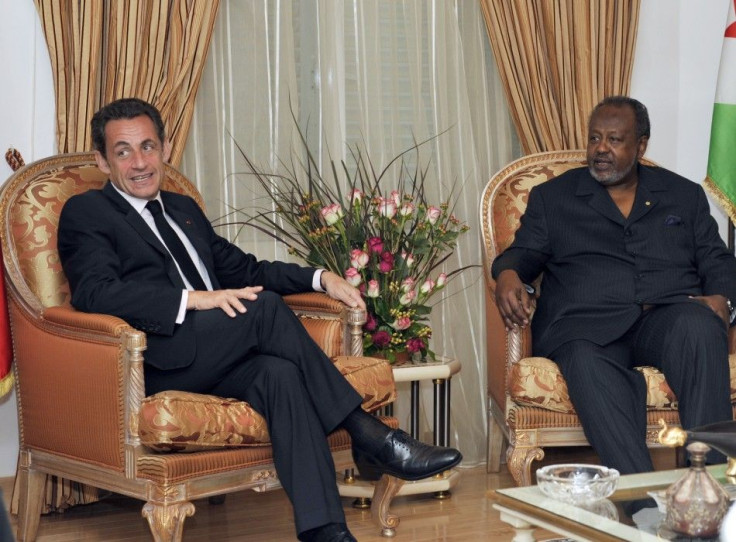 Djibouti President Ismail Omar Guelleh and French President Nicolas Sarkozy pose prior a bilateral meeting in Djibouti  20/01/2010