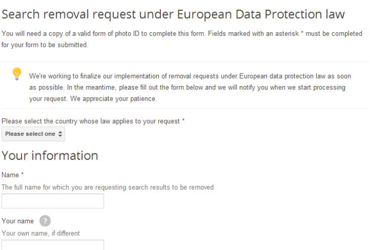 Google Search Removal Request Form 1