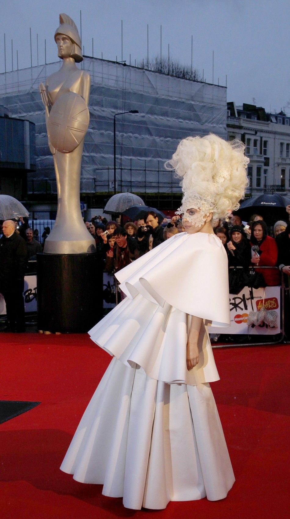 U.S. singer Lady Gaga arrives at the 30th Brit Awards ceremony at Earls Court in London, February 16, 2010. 