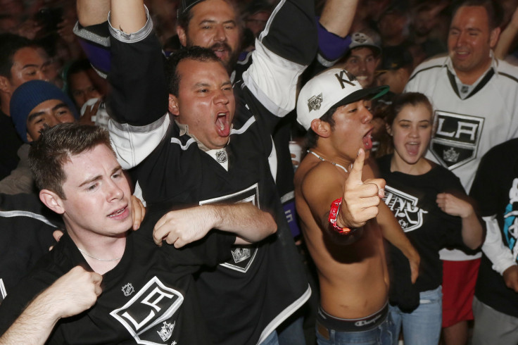 Los Angeles Kings fans celebrating Stanley Cup win