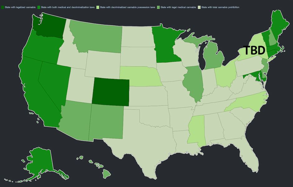 New York State Senate To Legalize Marijuana A Map Of State Marijuana