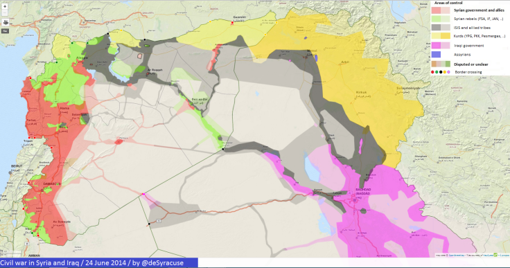 Syria and Iraq civil war 24 June 2014 by @deSyracuse