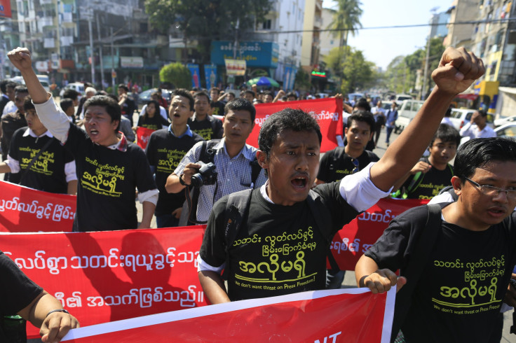 protest for press freedom in Yangon