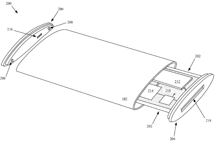 Apple Wraparound display iPhone patent illustration
