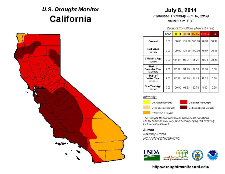California Extreme Drought Map