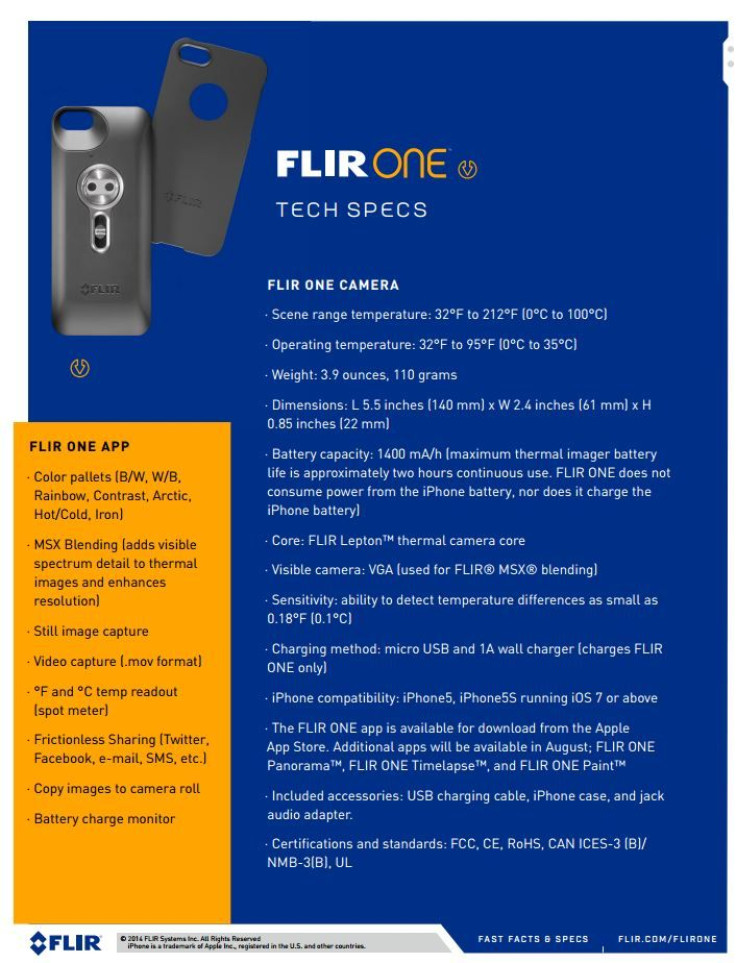 Flir-One-specifications