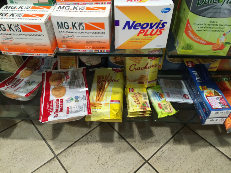 Gluten-free food in a Rome pharmacy