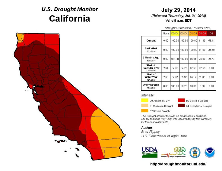 California Drought Map #2 July 29, 2014
