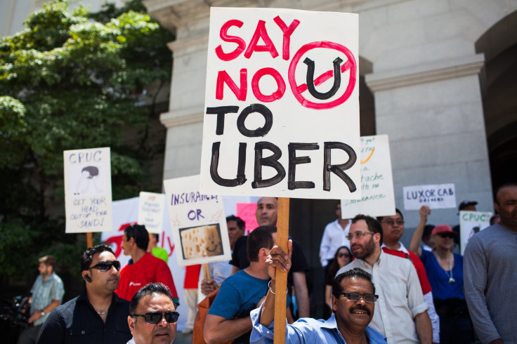 Taxi drivers protest Uber, Lyft 