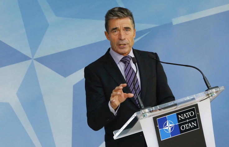 Anders Fogh Rasmussen Addresses NATO members. 