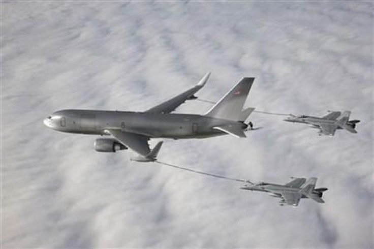 The Boeing NewGen Tanker is pictured refueling fighter aircraft in undated photo illustration