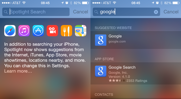 iOS 8 Spotlight