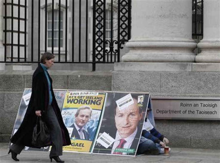A man protests outside the Department of the Taoiseach in Dublin