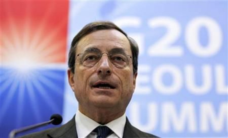 Mario Draghi speaks during a news conference at the G20 Summit in Seoul.