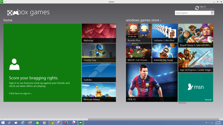 W10 Xbox Menu