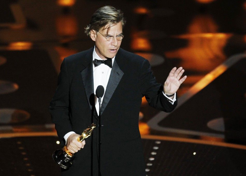 Aaron Sorkin wins the Oscar for best adapted screenplay for the film The Social Network during the 83rd Academy Awards in Hollywood, California, February 27, 2011. 