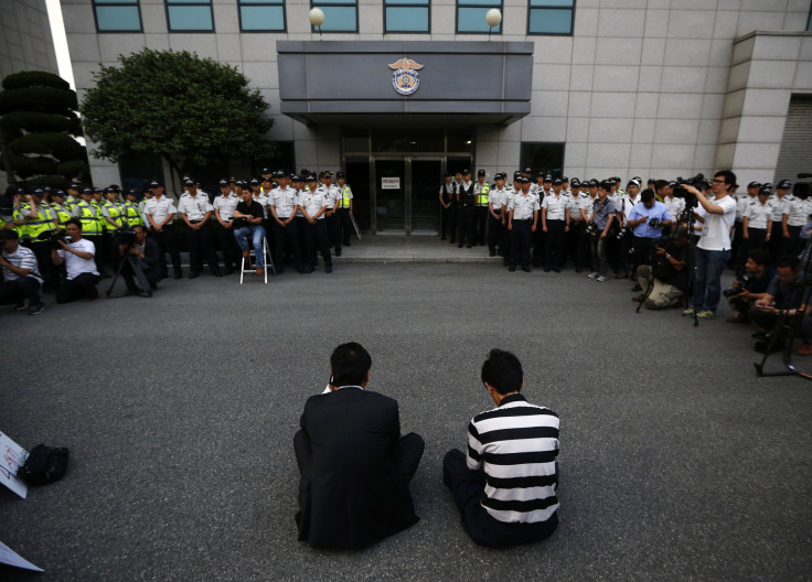 family members outside local court in Gwangju