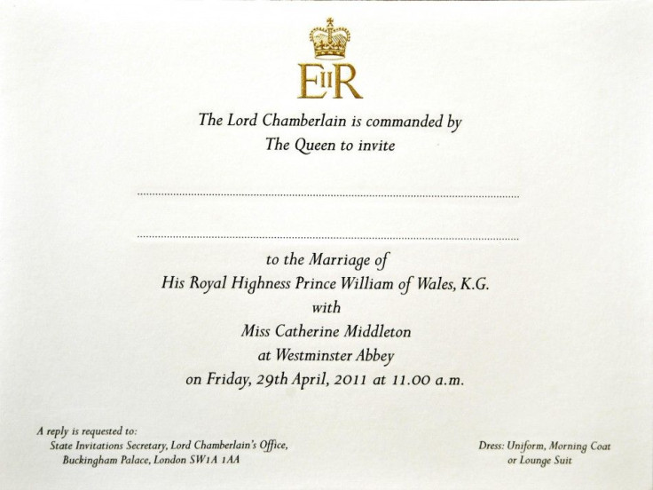 A glance at the royal wedding invitation.