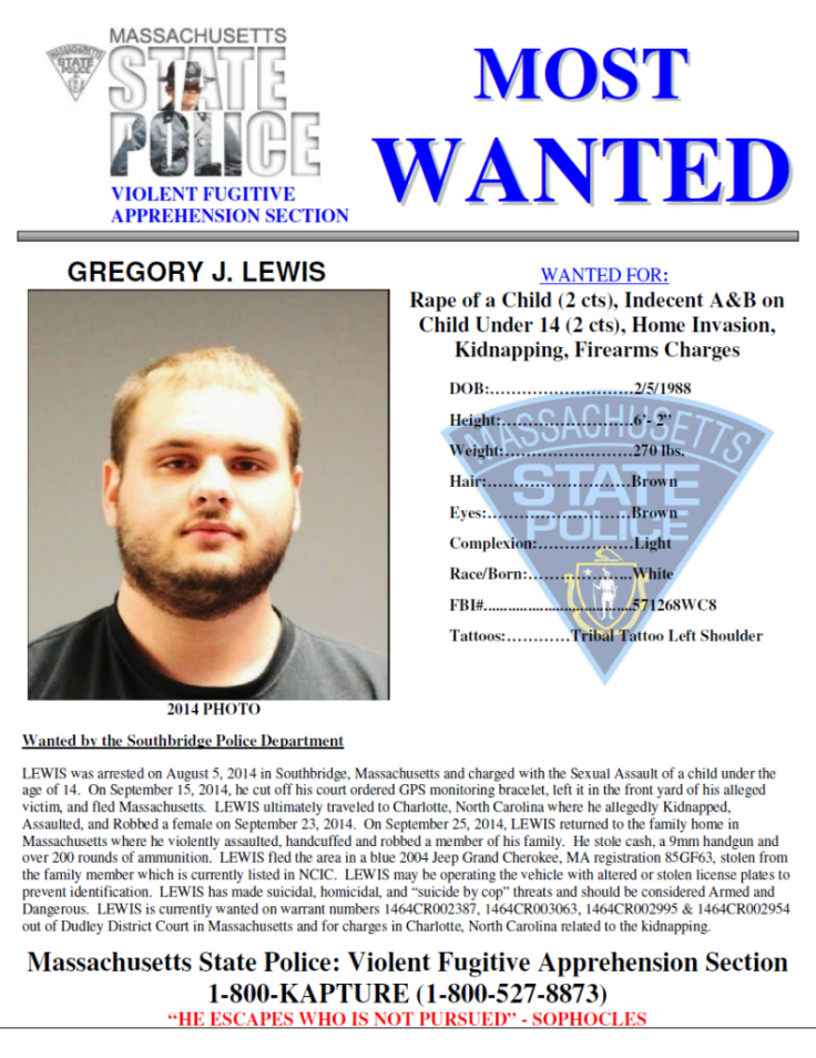 Gregory Lewis, Massachusetts Most Wanted list